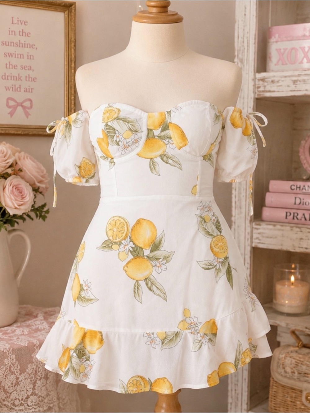 For Love and Lemons Limonada Off the Shoulder Dress